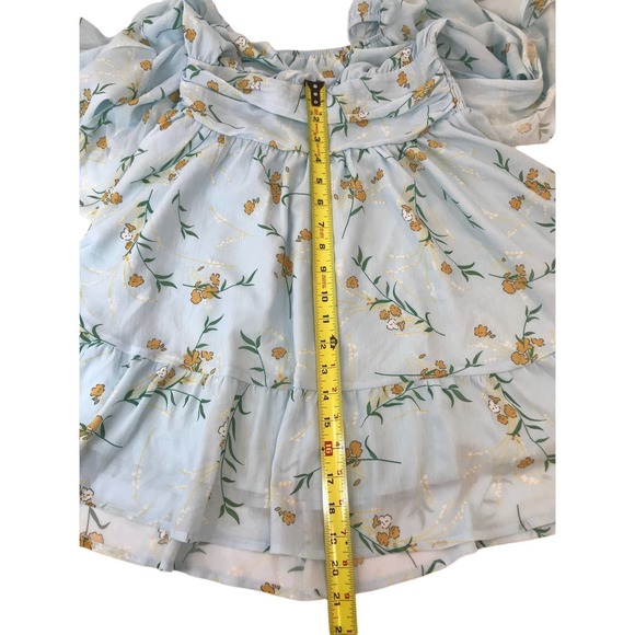 Women's Coastal Dress Tie Back 3/4 Lantern Sleeve Square Neck Ruffle Size Medium - Picture 12 of 12